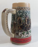 1987 Budweiser Holiday Stein Collection Collector's Series "The hitch parading through the familiar Anheuser-Busch Gates at Grant's Farm on a Brisk Wintery day." Ceramic Beer Stein - Handcrafted in Brazil by Ceramarte