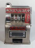 Vintage Nevada Las Vegas "Entertainment Capital of the World" 11" Tall Metal Coin Bank 4 Wheel