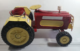 Swaraj 855 Red and White Handmade Plaster Coated Wood and Metal Tractor 16 1/2" Long Model Toy with Articulated Steering