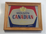 Vintage Molson Canadian Lager Beer Biere 11" x 14" Wooden Framed Advertising Mirror Pub Lounge Bar Collectible