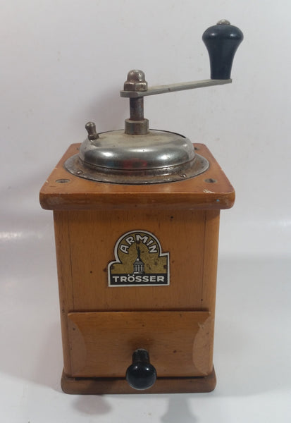 Antique Armin Trosser Wood and Metal Coffee Grinder Made in West Germany