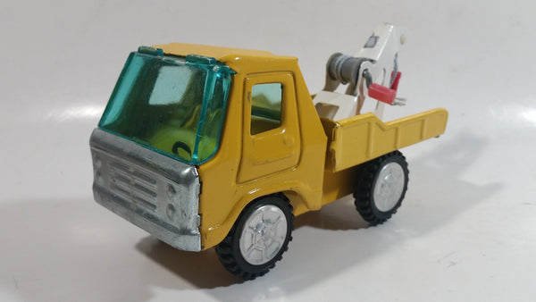 Vintage Bandai Line B.O.S. Tow Truck Yellow Pressed Steel Toy Car Vehicle Made in Korea