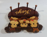 Rare Disney Mickey Mouse with Two Girl Mice Wood Key Holder Plaque Wall Hanging