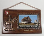 Rare Vintage A & F Canada Dionne Quints Museum Dionne Home Plastic Copper Toned RCMP Wooden Wall Plaque Souvenir Travel Collectible