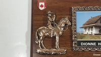 Rare Vintage A & F Canada Dionne Quints Museum Dionne Home Plastic Copper Toned RCMP Wooden Wall Plaque Souvenir Travel Collectible