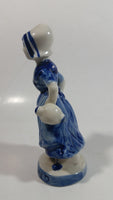 Vintage Delft Blue Holland Hand Painted 6" Tall Woman Figure - Has Repairs