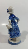 Vintage Delft Blue Holland Hand Painted 6" Tall Woman Figure - Has Repairs