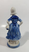 Vintage Delft Blue Holland Hand Painted 6" Tall Woman Figure - Has Repairs