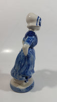 Vintage Delft Blue Holland Hand Painted 6" Tall Woman Figure - Has Repairs