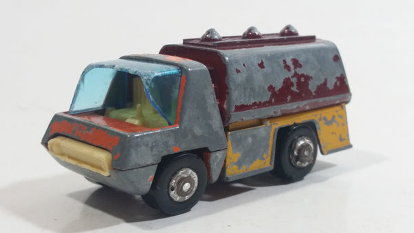 Vintage PlayArt Semi Tanker Truck Orange Yellow Dark Red Die Cast Toy Car Vehicle Made in Hong Kong