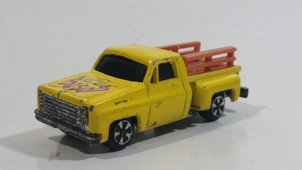 Vintage JRI Chevrolet Stepside Pickup Truck Yellow with Brown Rails Die Cast Toy Car Vehicle Made in Hong Kong