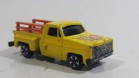 Vintage JRI Chevrolet Stepside Pickup Truck Yellow with Brown Rails Die Cast Toy Car Vehicle Made in Hong Kong