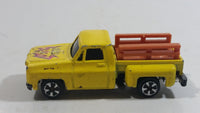 Vintage JRI Chevrolet Stepside Pickup Truck Yellow with Brown Rails Die Cast Toy Car Vehicle Made in Hong Kong