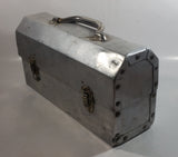 Vintage L. May Mfg Co. 14" Wide Polished Riveted Aluminum Metal Miner's Lunch Box