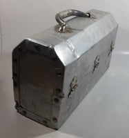 Vintage L. May Mfg Co. 14" Wide Polished Riveted Aluminum Metal Miner's Lunch Box