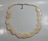 Vintage 1930s Raindrop Carved Ox Bone Necklace