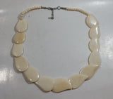 Vintage 1930s Raindrop Carved Ox Bone Necklace