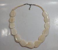 Vintage 1930s Raindrop Carved Ox Bone Necklace