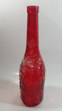 Vintage Red Painted Embossed Glass Wine Bottle Grapes AM