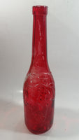 Vintage Red Painted Embossed Glass Wine Bottle Grapes AM