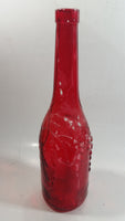 Vintage Red Painted Embossed Glass Wine Bottle Grapes AM