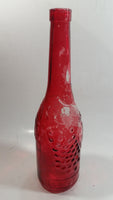 Vintage Red Painted Embossed Glass Wine Bottle Grapes AM