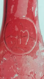 Vintage Red Painted Embossed Glass Wine Bottle Grapes AM