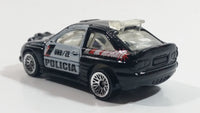 2000 Hot Wheels World Racers 2 Ford Escort Rally #1 Police Cops Policia Black with White Doors Die Cast Toy Car Vehicle