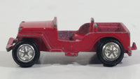 Vintage Military Jeep Red Tiny Miniature Die Cast Toy Car Vehicle with Removable Hubcaps - Made in Hong Kong