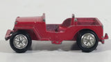 Vintage Military Jeep Red Tiny Miniature Die Cast Toy Car Vehicle with Removable Hubcaps - Made in Hong Kong