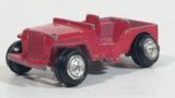 Vintage Military Jeep Red Tiny Miniature Die Cast Toy Car Vehicle with Removable Hubcaps - Made in Hong Kong