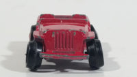 Vintage Military Jeep Red Tiny Miniature Die Cast Toy Car Vehicle with Removable Hubcaps - Made in Hong Kong