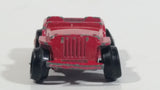 Vintage Military Jeep Red Tiny Miniature Die Cast Toy Car Vehicle with Removable Hubcaps - Made in Hong Kong