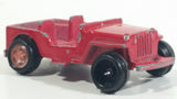 Vintage Military Jeep Red Tiny Miniature Die Cast Toy Car Vehicle with Removable Hubcaps - Made in Hong Kong