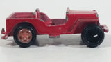 Vintage Military Jeep Red Tiny Miniature Die Cast Toy Car Vehicle with Removable Hubcaps - Made in Hong Kong