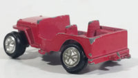 Vintage Military Jeep Red Tiny Miniature Die Cast Toy Car Vehicle with Removable Hubcaps - Made in Hong Kong