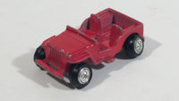 Vintage Military Jeep Red Tiny Miniature Die Cast Toy Car Vehicle with Removable Hubcaps - Made in Hong Kong