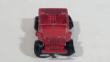 Vintage Military Jeep Red Tiny Miniature Die Cast Toy Car Vehicle with Removable Hubcaps - Made in Hong Kong