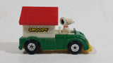 Vintage 1966 Aviva No. C24 Snoopy in Green Truck with Plastic White and Red Dog House Die Cast Toy Car Vehicle