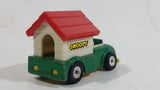 Vintage 1966 Aviva No. C24 Snoopy in Green Truck with Plastic White and Red Dog House Die Cast Toy Car Vehicle