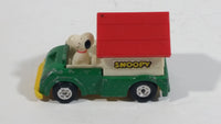 Vintage 1966 Aviva No. C24 Snoopy in Green Truck with Plastic White and Red Dog House Die Cast Toy Car Vehicle