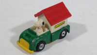 Vintage 1966 Aviva No. C24 Snoopy in Green Truck with Plastic White and Red Dog House Die Cast Toy Car Vehicle