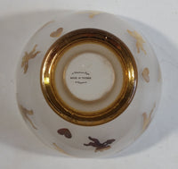 Teleflora Gold Trimmed Cupid Cherub Heart Themed Frosted Glass Bowl Candy Dish