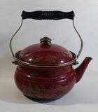 Gailstyn Sutton Dark Red Flower Decor Enamel Metal Kettle Teapot