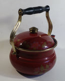 Gailstyn Sutton Dark Red Flower Decor Enamel Metal Kettle Teapot