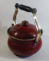 Gailstyn Sutton Dark Red Flower Decor Enamel Metal Kettle Teapot