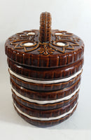 Vintage Stacked Cookies Ceramic Hand Painted Dark Brown and White Cookie Jar