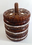 Vintage Stacked Cookies Ceramic Hand Painted Dark Brown and White Cookie Jar