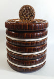 Vintage Stacked Cookies Ceramic Hand Painted Dark Brown and White Cookie Jar