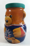 Rare Hard to Find 2002 Kraft Peanut Butter NHL New York Rangers Ice Hockey Team Bear Shaped Glass Jar Coin Bank